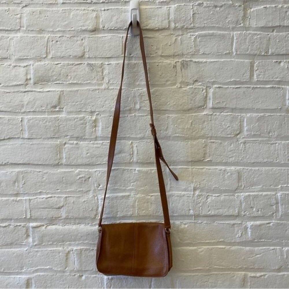 BTB Los Angeles || Kelly Crossbody Bag Soft Leather‎ Unlined Cognac Brown - Picture 9 of 11